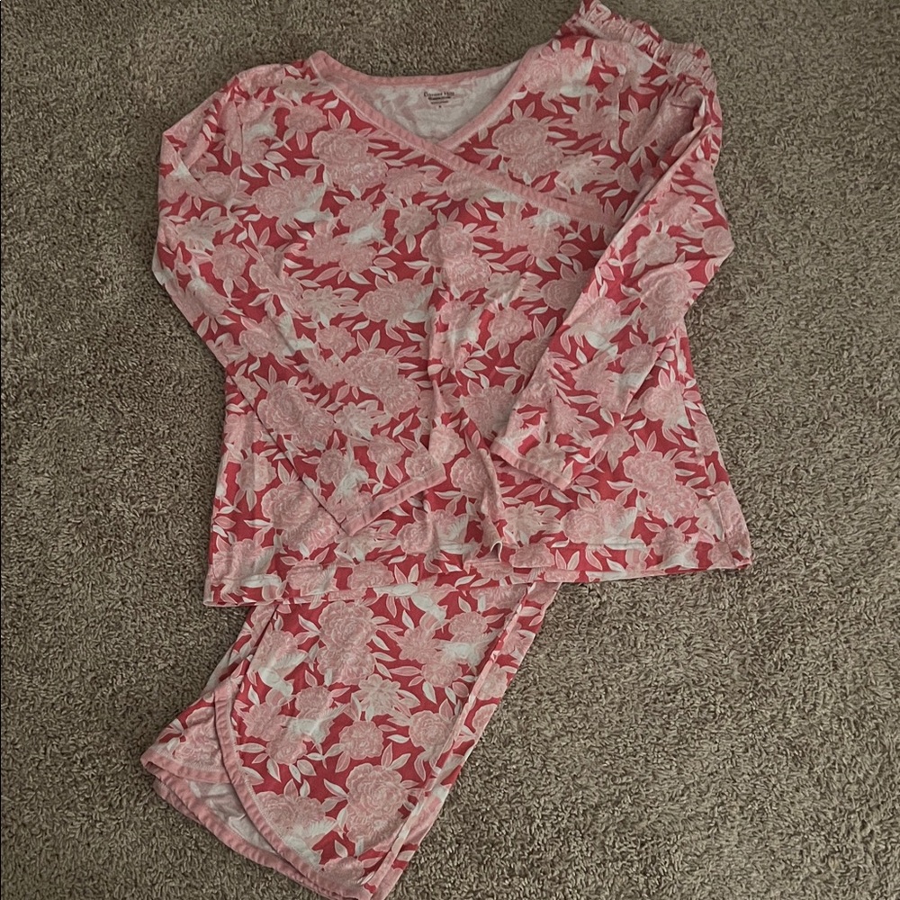 Garnet Hill Pink and White Floral Pajama Set